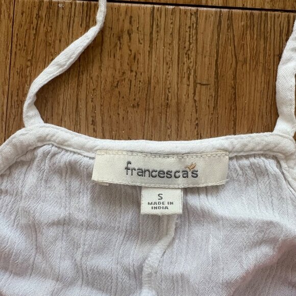 Francesca’s Front Lace Up Stitched Sleeveless Blouse White Multi Size S - Picture 7 of 8